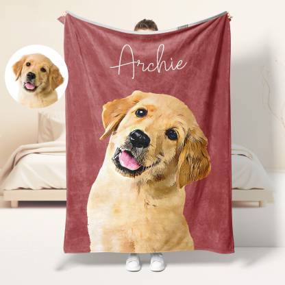 Custom Pet Print Fleece Sherpa Blanket Upload Multiple Pets