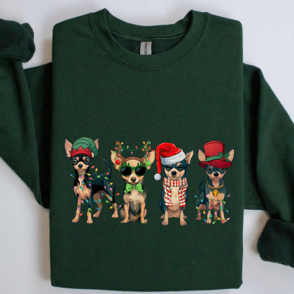 Retro Chihuahua Christmas Sweatshirt Dog Lover Gift Chihuahua Owner Christmas Shirt Dog Mom Shirt