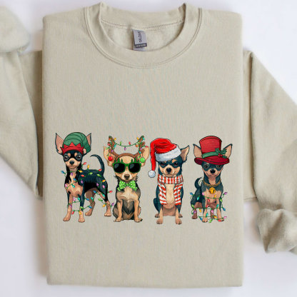Retro Chihuahua Christmas Sweatshirt Dog Lover Gift Chihuahua Owner Christmas Shirt Dog Mom Shirt