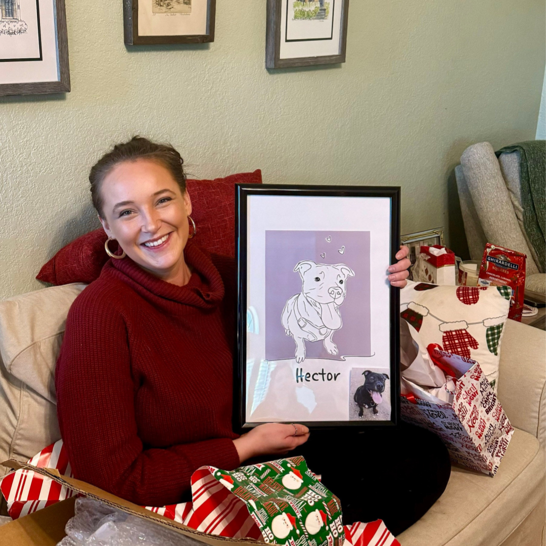 Custom Dog Line Art Portrait, Personalized Pet Canvas Wall Art