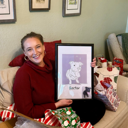 Custom Dog Line Art Portrait, Personalized Pet Canvas Wall Art