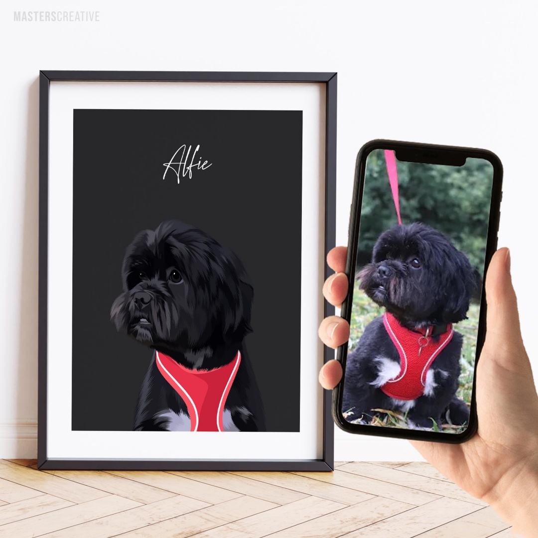 Custom Pet Portrait Personalized Dog Canvas Wall Art