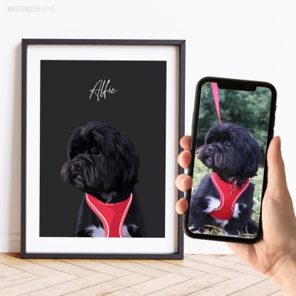 Custom Pet Portrait Personalized Dog Canvas Wall Art