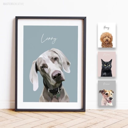 Custom Pet Portrait Personalized Dog Canvas Wall Art