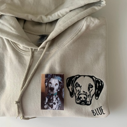 Custom Pet Portrait Sweatshirt - Artistic Outline Embroidery