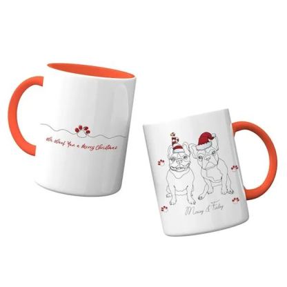 Custom Christmas Pet Line Drawing Mug, Sketch Dog Line Drawings, Custom Cat Mug
