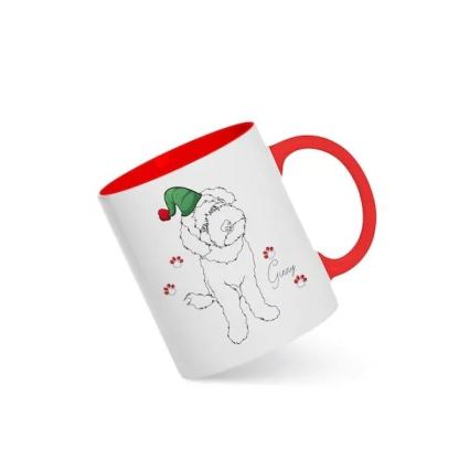 Custom Christmas Pet Line Drawing Mug, Sketch Dog Line Drawings, Custom Cat Mug