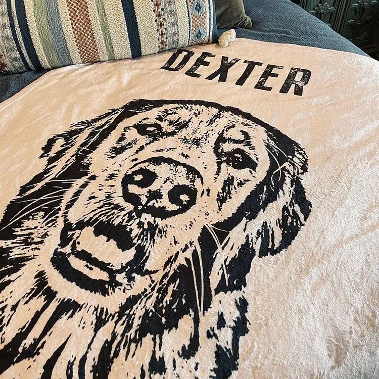 Custom Pet Throw Blanket Dog Portrait Blanket