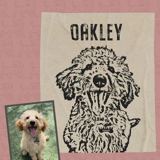 Custom Pet Throw Blanket Dog Portrait Blanket