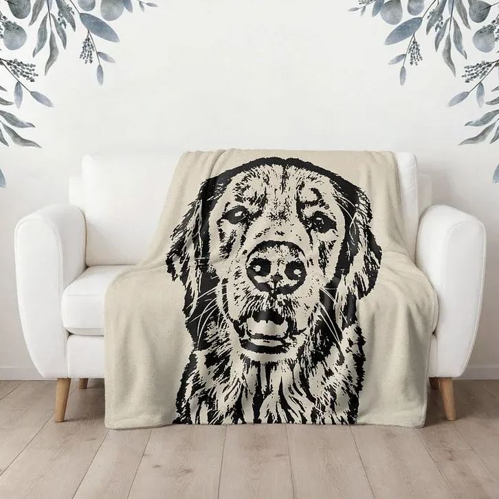 Custom Pet Throw Blanket Dog Portrait Blanket