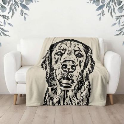 Custom Pet Throw Blanket Dog Portrait Blanket