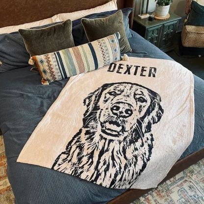 Custom Pet Throw Blanket Dog Portrait Blanket