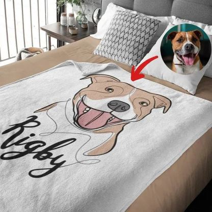 Custom Pet Portrait Plush Blanket Capture Canine Charm in Art Dog Portrait Blanket