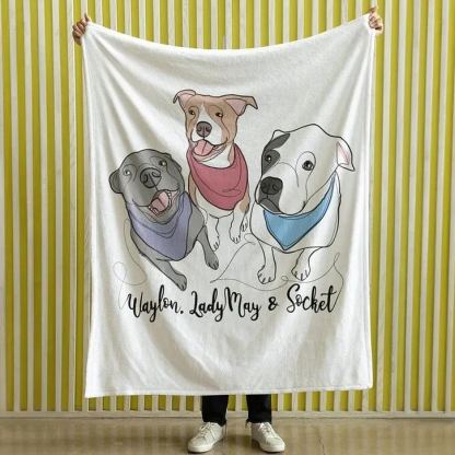 Custom Pet Portrait Plush Blanket Capture Canine Charm in Art Dog Portrait Blanket
