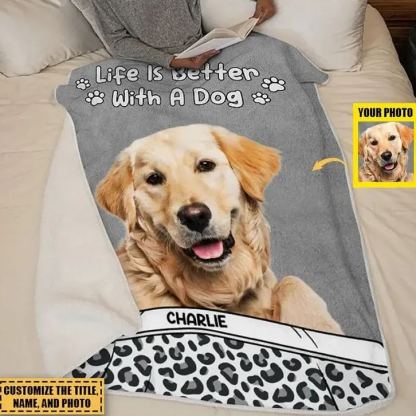Custom Photo Life Is Better With Dog & Cat - Personalized Custom Blanket