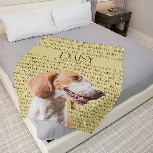 Custom Dog Face Blankets, Personalized Pet Photo Blanket