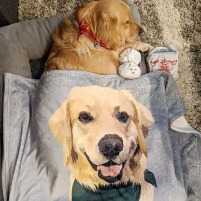 Custom Pet Print Fleece Sherpa Blanket Upload Multiple Pets