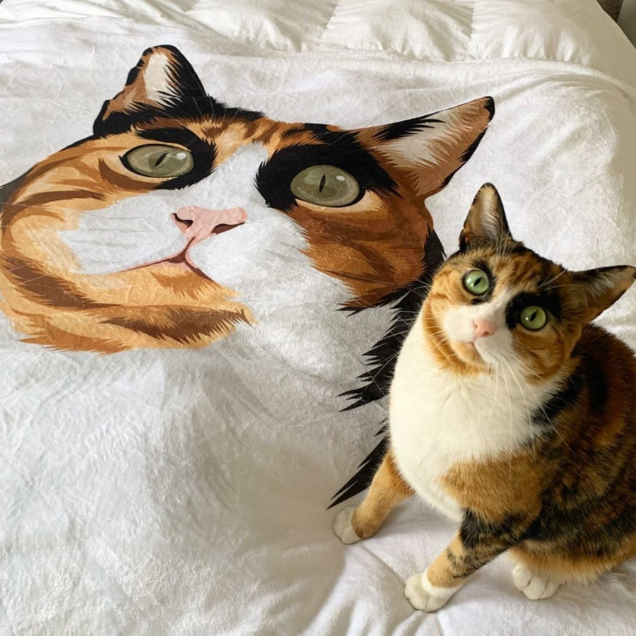 Custom Pet Print Fleece Sherpa Blanket Upload Multiple Pets