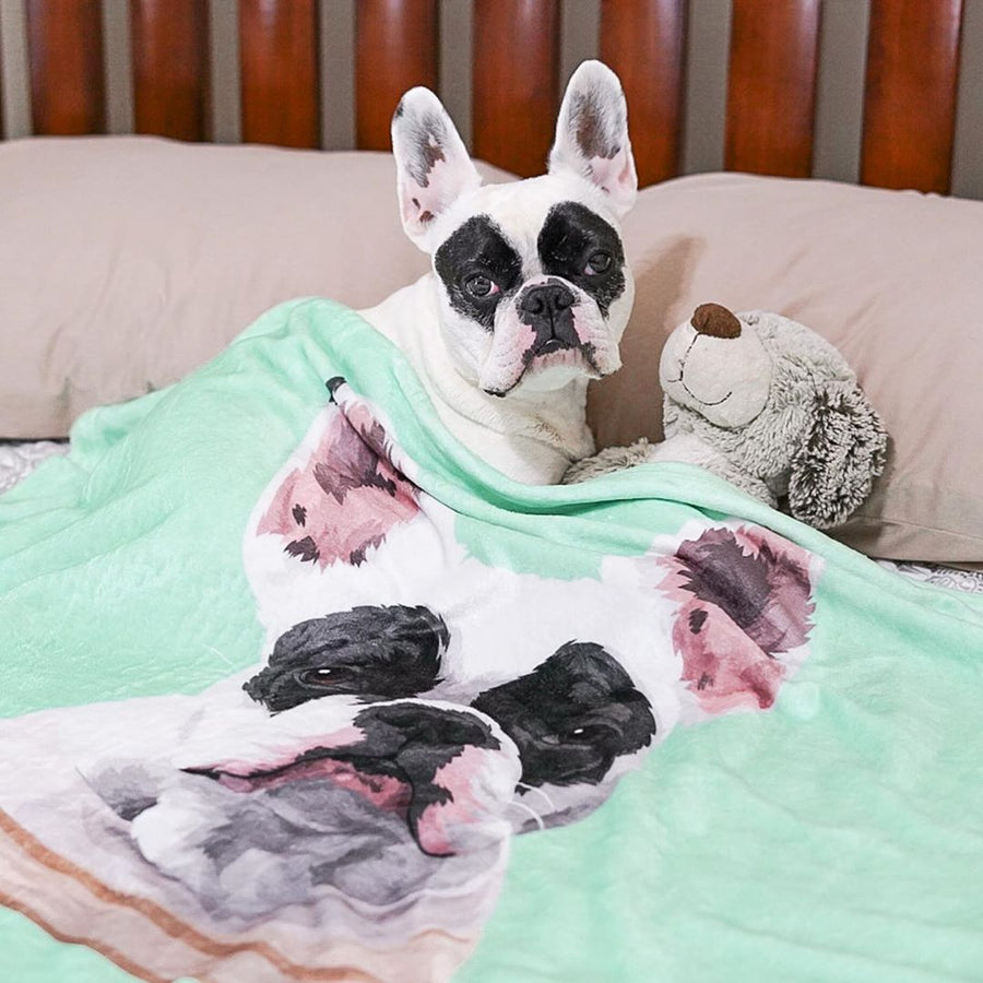 Custom Pet Print Fleece Sherpa Blanket Upload Multiple Pets