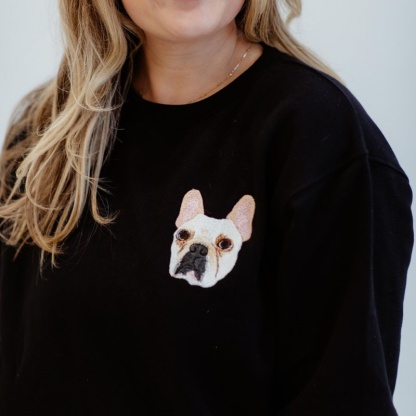 A Hug That Lasts Forever – Personalized Pet Portrait Embroidered Sweatshirt