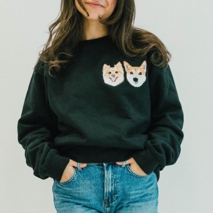 A Hug That Lasts Forever – Personalized Pet Portrait Embroidered Sweatshirt