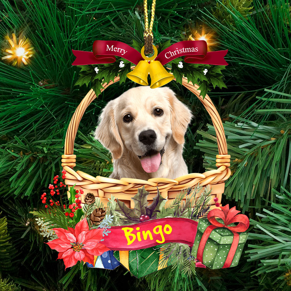 Merry Christmas Cute Pet Photo - Custom Photo And Name Personalized Acrylic Ornament - Gift For Pet Lover