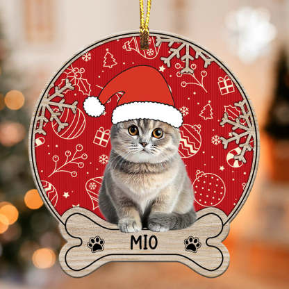 Cute Pet Photo - Custom Photo And Name, Personalized Acrylic Ornament - Gift For Pet Lover