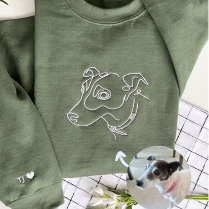 Custom Pet Outline Embroidered Portrait Sweatshirt T-Shirt