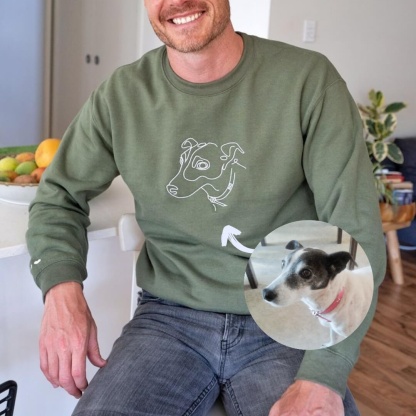 Custom Pet Outline Embroidered Portrait Sweatshirt T-Shirt