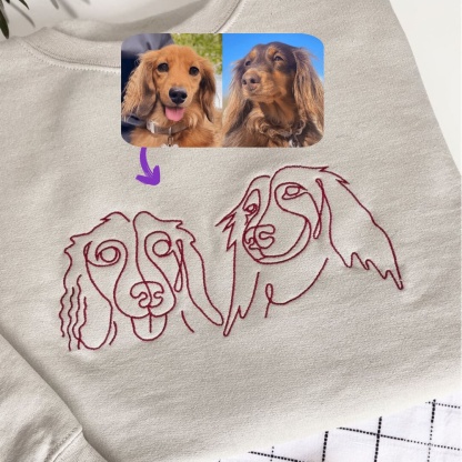 Custom Pet Outline Embroidered Portrait Sweatshirt T-Shirt