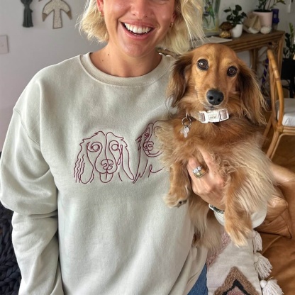 Custom Pet Outline Embroidered Portrait Sweatshirt T-Shirt