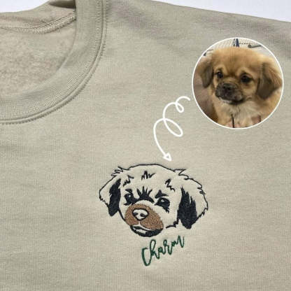Custom Pet Portrait Embroidered Sweatshirt, Hoodie with Artistic Outline
