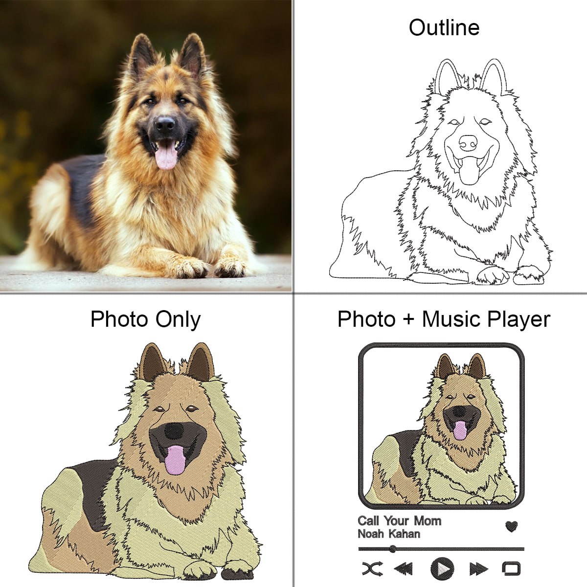 Custom Pet Photo Music Embroidery Player