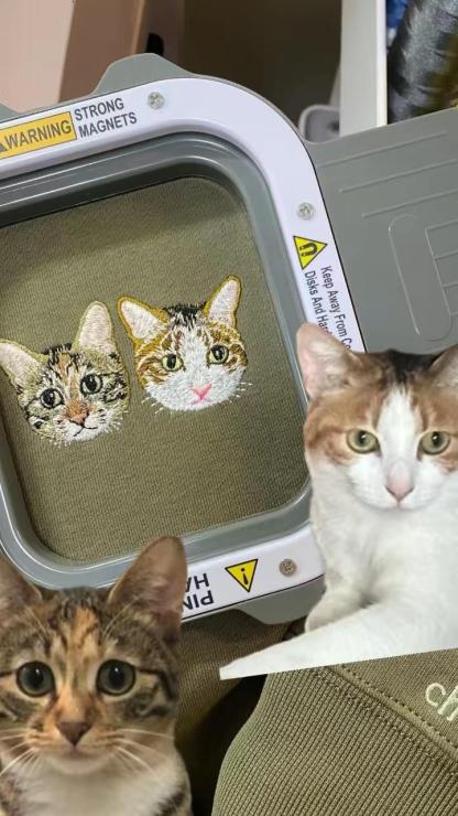 Custom Pet Portrait Embroidered Sweatshirt – Free Name Personalization on Sleeve