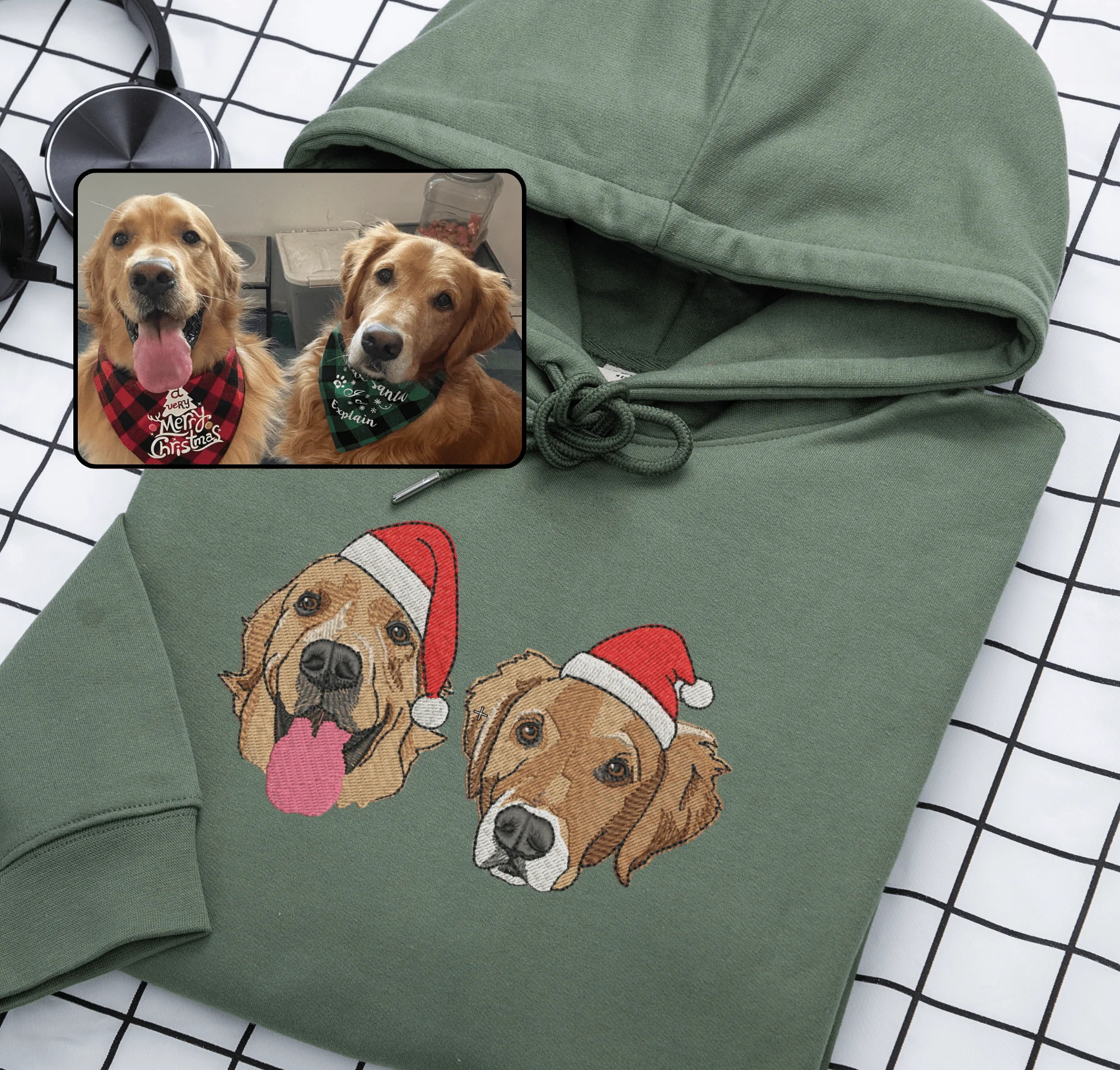 🎄🐾Embroidered Pet Portrait Christmas Jumper Sweatshirt