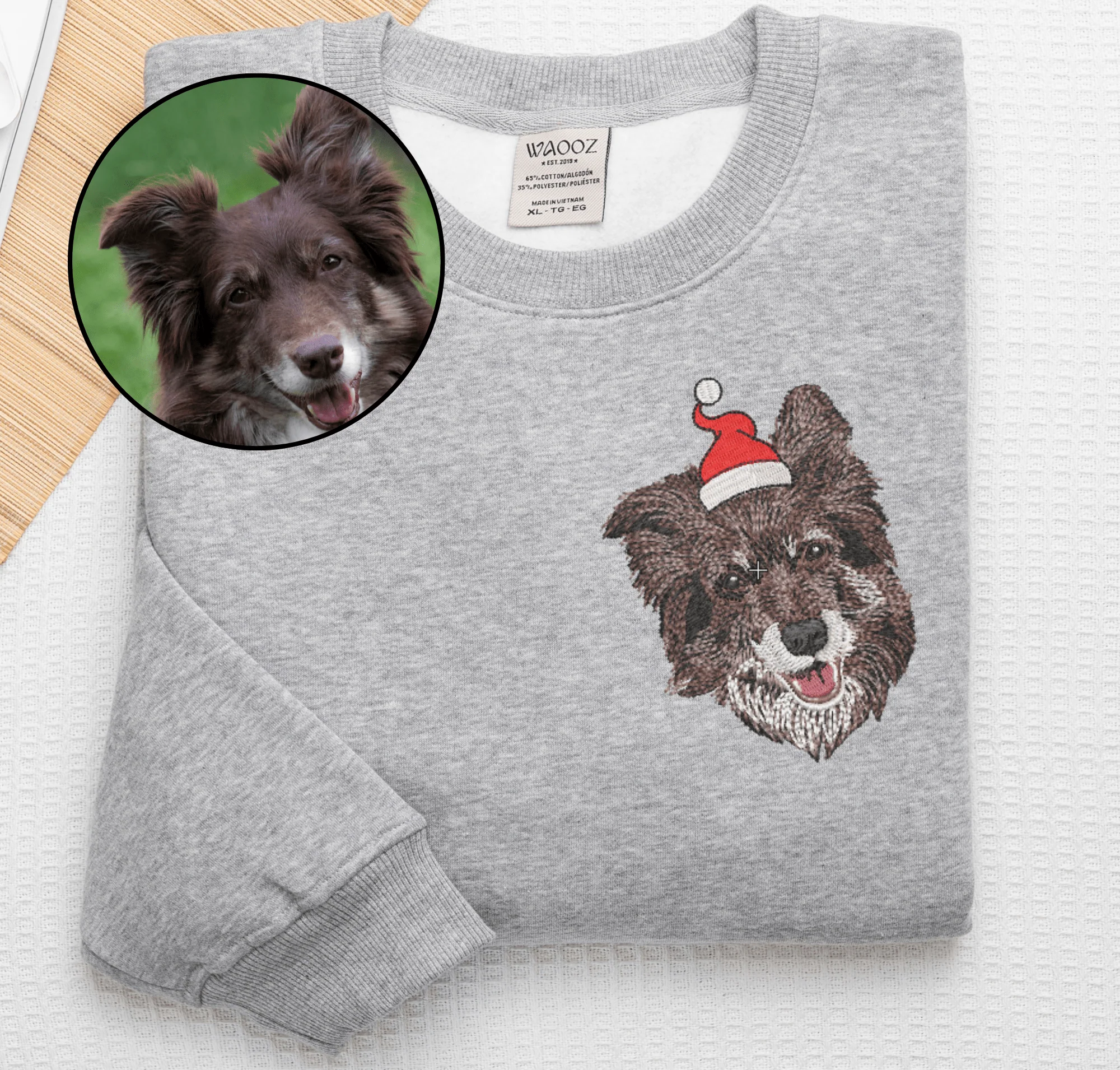 🎄🐾Embroidered Pet Portrait Christmas Jumper Sweatshirt