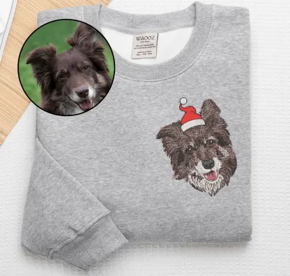🎄🐾Embroidered Pet Portrait Christmas Jumper Sweatshirt