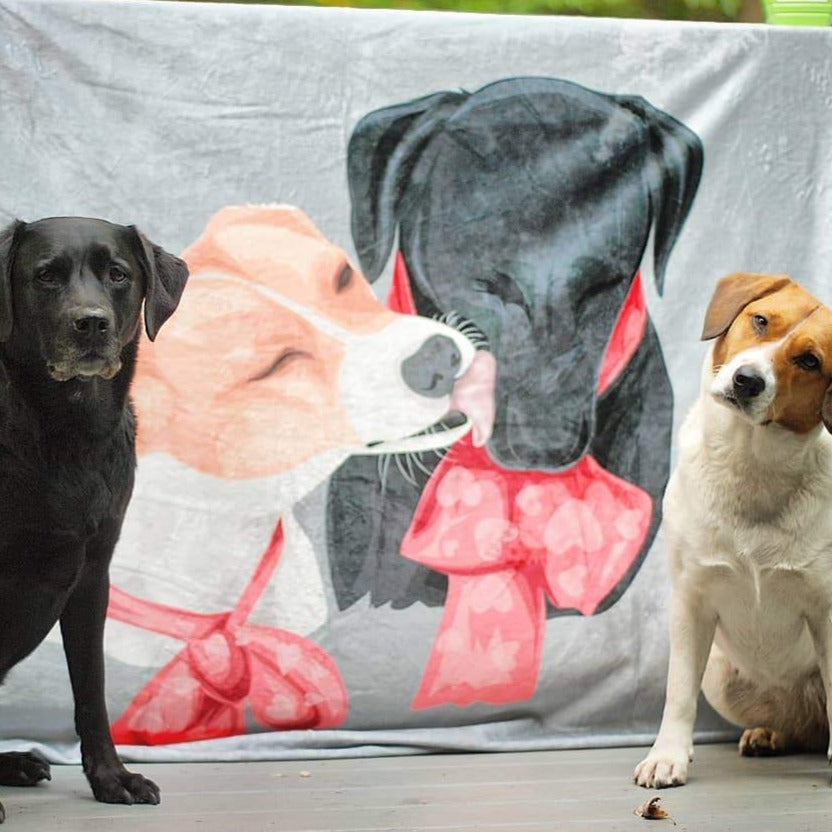 Custom Pet Print Fleece Sherpa Blanket Upload Multiple Pets