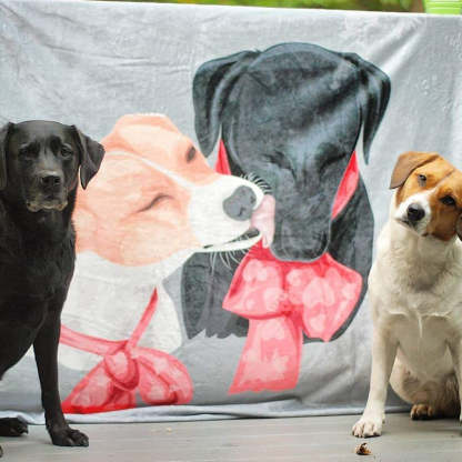 Custom Pet Print Fleece Sherpa Blanket Upload Multiple Pets