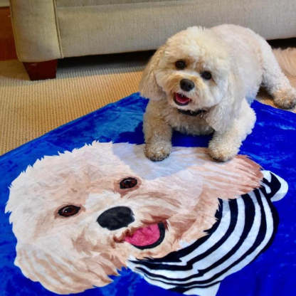 Custom Pet Print Fleece Sherpa Blanket Upload Multiple Pets