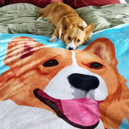 Custom Pet Print Fleece Sherpa Blanket Upload Multiple Pets