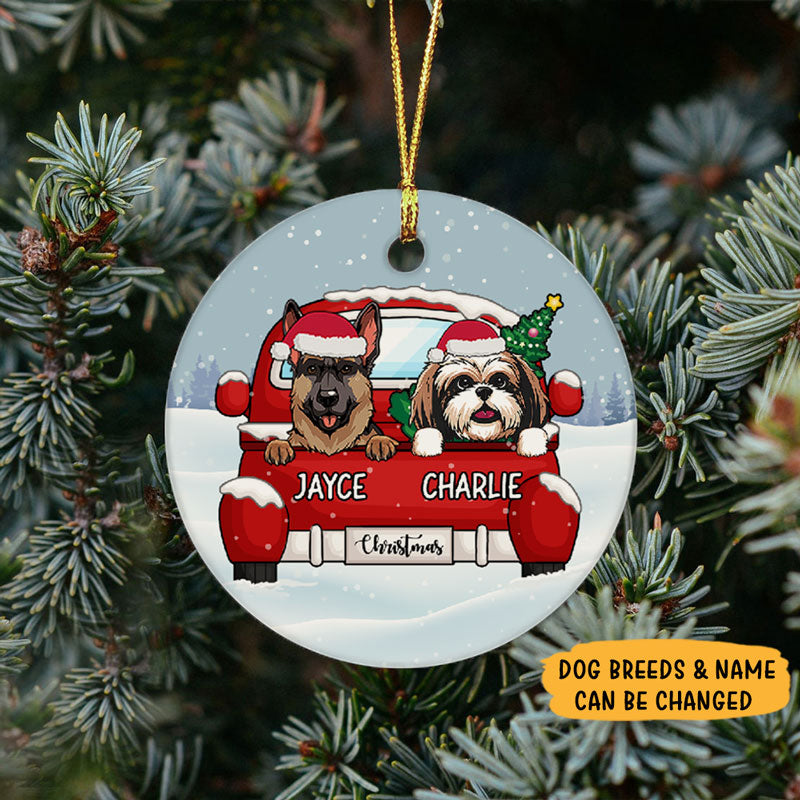  Christmas and Dogs Personalized Circle Ornaments Custom Gift for Dog Lovers 