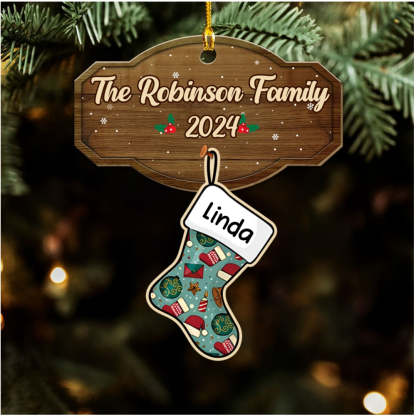 Family With Pet - Personalized Custom Wood Ornament