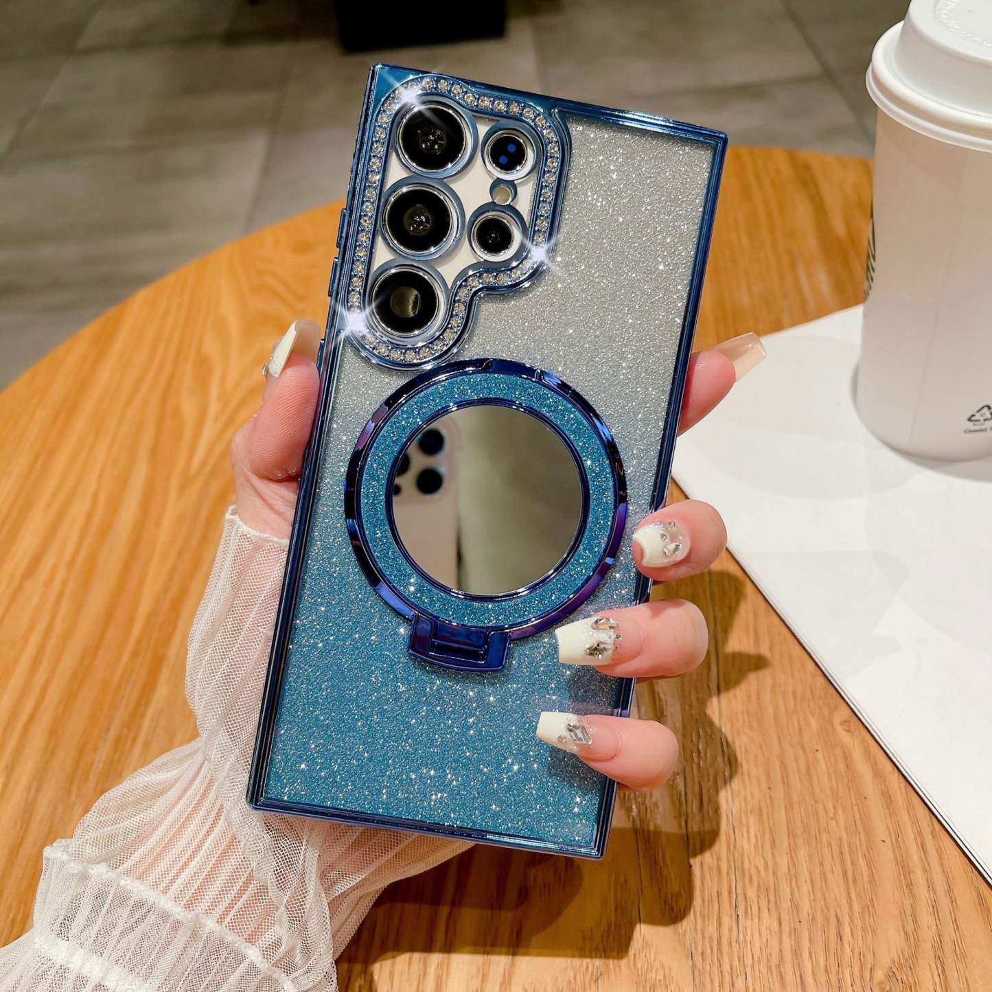 Customized Signature Clear Self-Adhesive Stand Phone Case for Samsung 