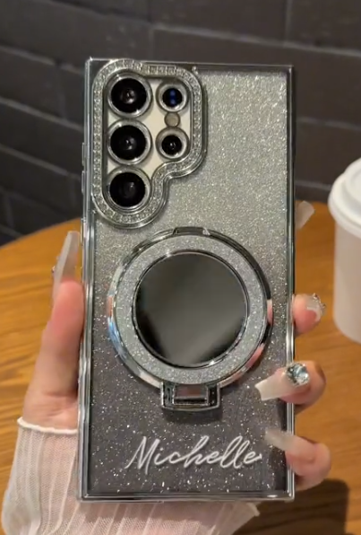 PERSONALIZOWANE ETUI Z PRZEZROCZYSTYM PODPISEM I SAMOPRZYLEPNĄ PODSTAWKĄ NA TELEFON DO SERII SAMSUNG GALAXY S24/S23/22