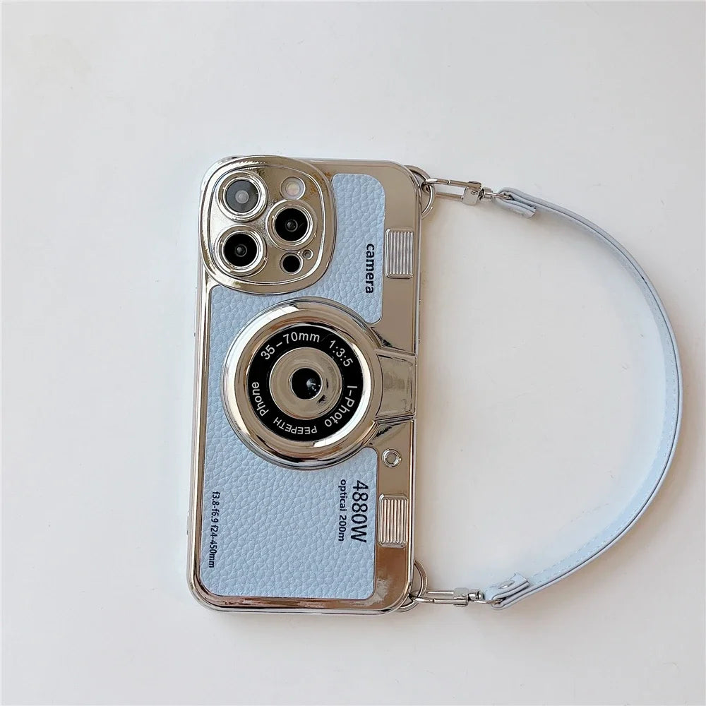 ETUI NA TELEFON Z KAMEREM GRAFICZNYM 3D RETRO PU SKÓRZONY PASEK IPHONE