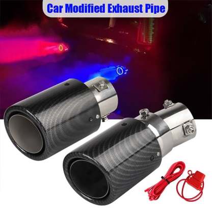 🚗 KOŃCÓWKI Z WŁÓKNA WĘGLOWEGO MODYFIKOWANE LED FLAMING LUMINOUS UNIVERSAL CAR💥