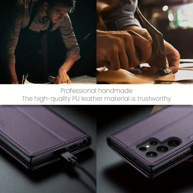 for samsung galaxy s23 s22 s21 s20 ultra s10 plus s21 fe case with card holder wallet case for women men with rfid blocking durable leather kickstand magnetic clasp shockproof phone case 2