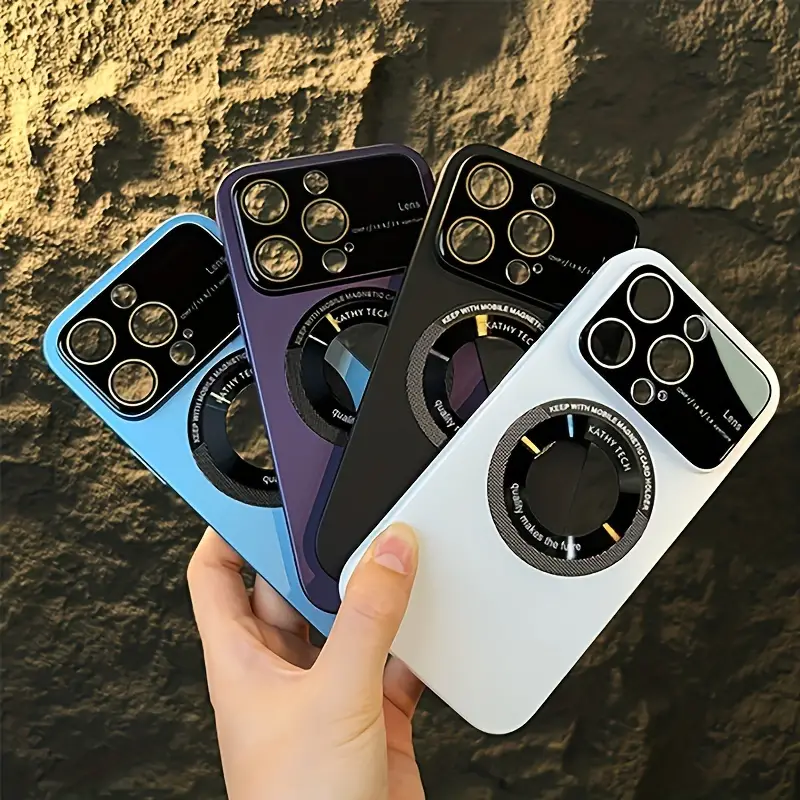 luxury window lens matte magnetic wireless charging phone case for iphone 11 12 13 14 pro max plus shockproof armor hard pc camera lens protection back cover transparent logo hollow case details 5