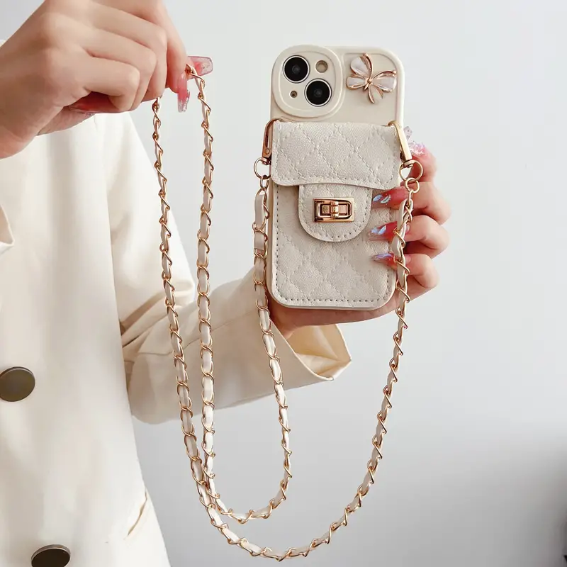 lanyard neck rhombus small fragrant butterfly card bag for iphone15 pro max 15 pro 15 14promax apple 13 phone case 12 can be carried 11 cross body lanyard x xr xsmax soft 7plus niche 8plus premium sense 6s details 1
